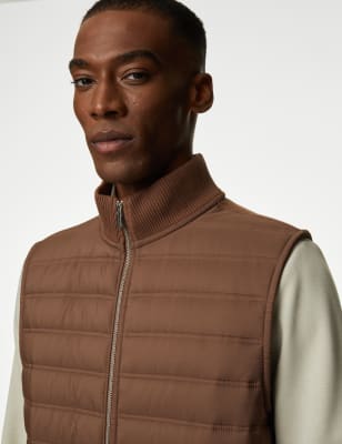 

Mens Autograph Cotton Blend Zip Up Gilet - Chestnut, Chestnut