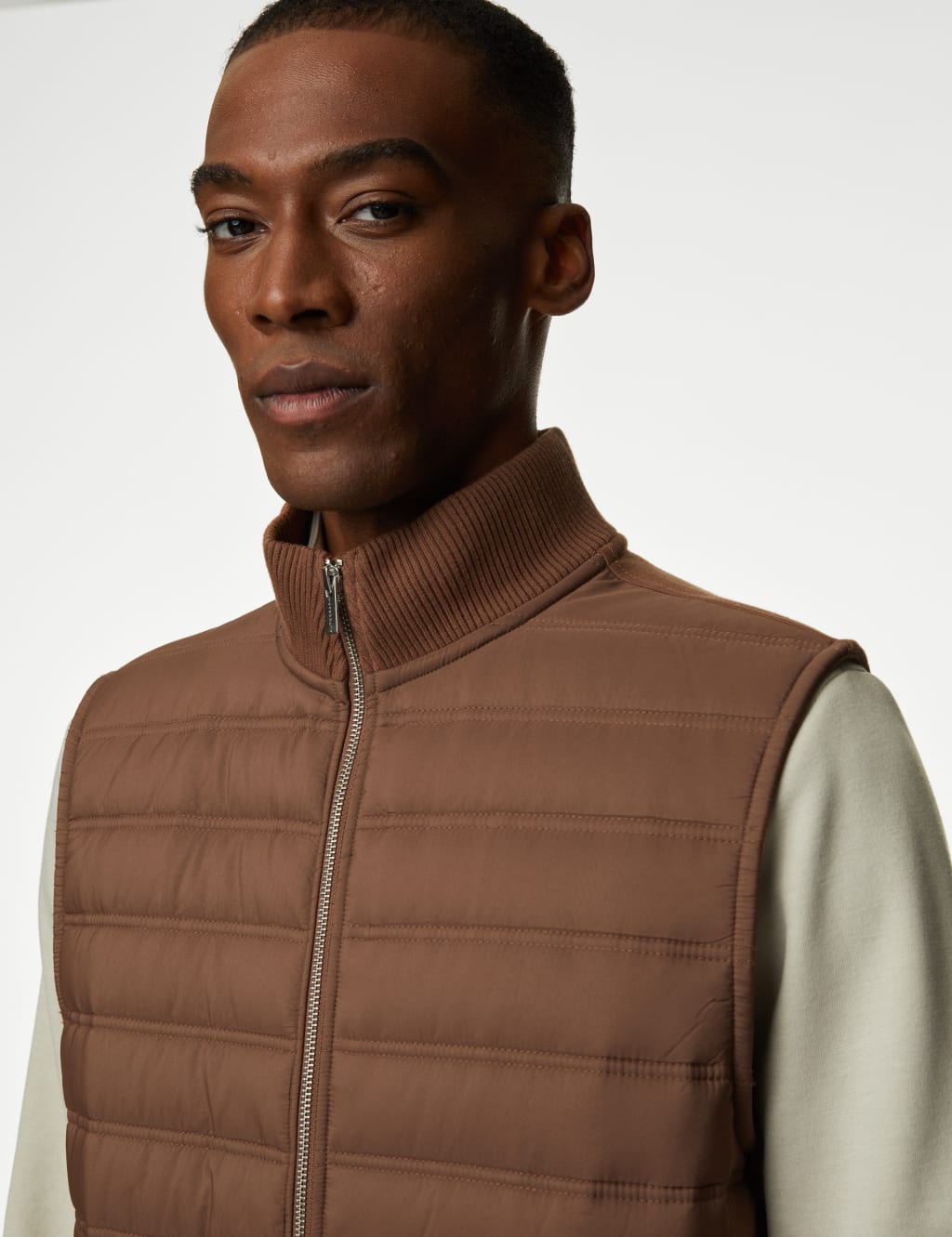 Cotton Blend Zip Up Gilet image 1