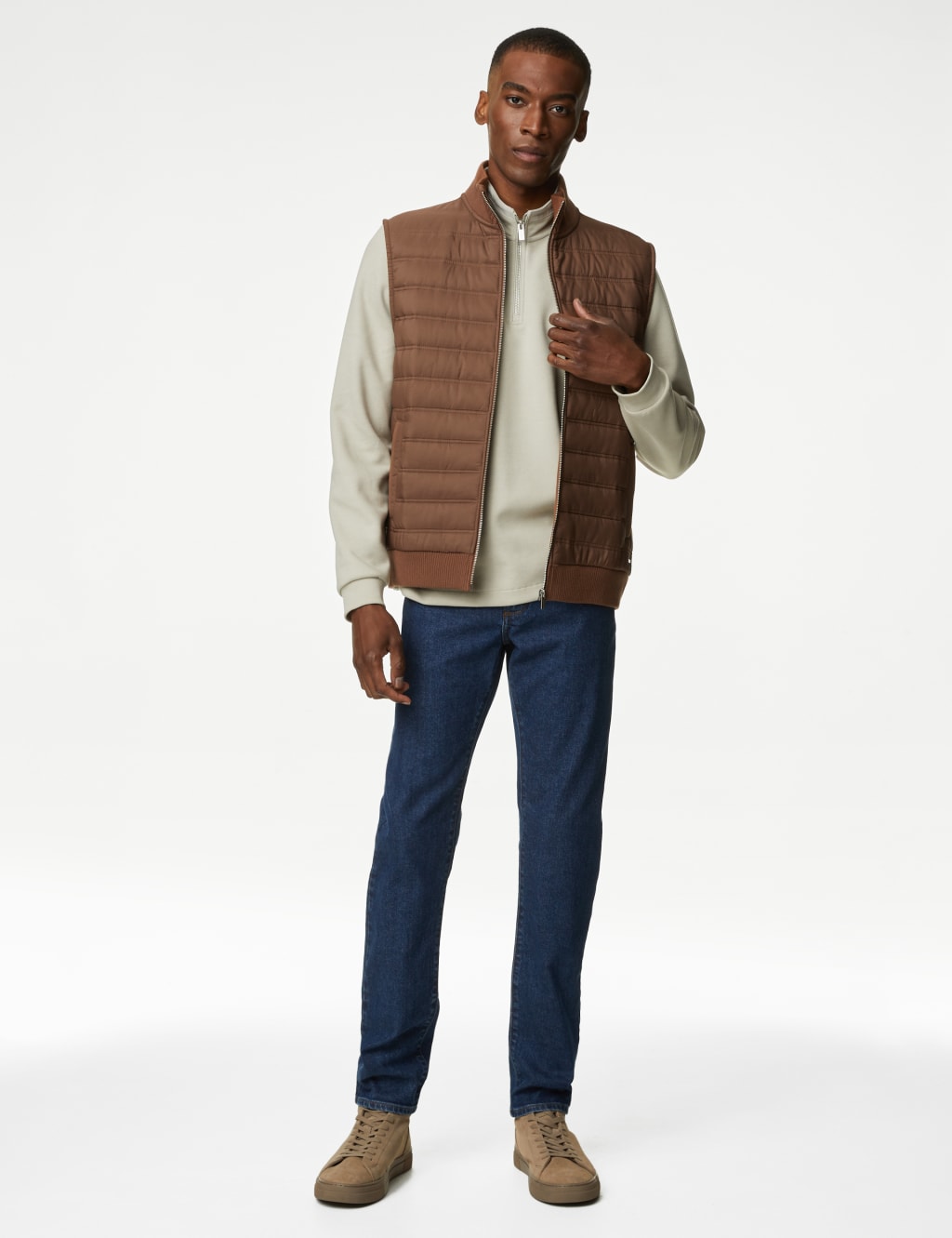 Cotton Blend Zip Up Gilet image 3