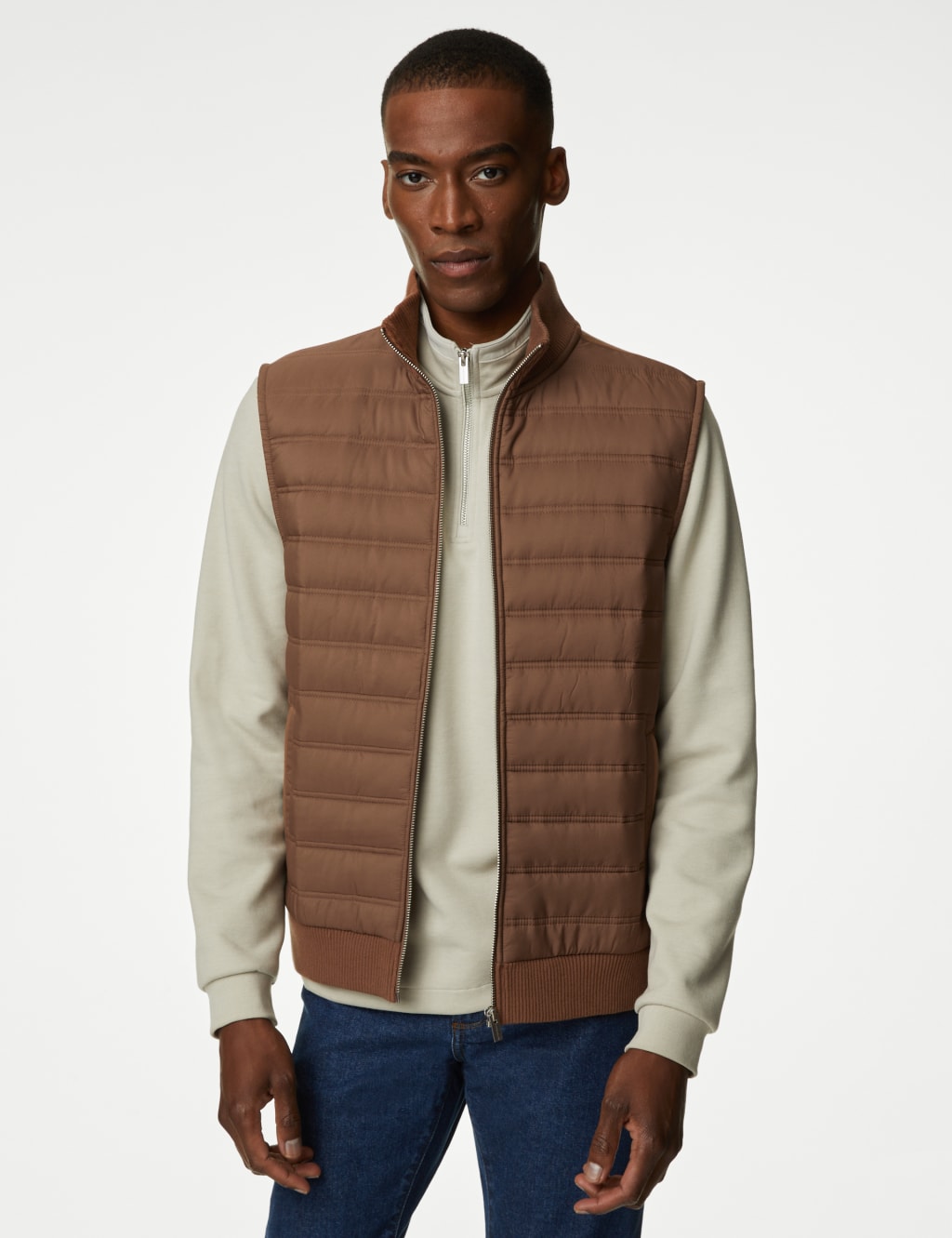 Cotton Blend Zip Up Gilet image 4