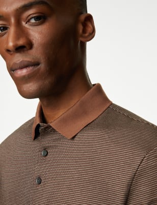 

Mens Autograph Pure Cotton Textured Polo Shirt - Brown Mix, Brown Mix