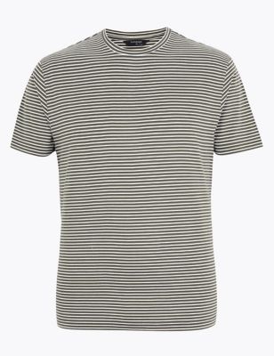 Premium Pure Cotton Striped Crew Neck T-Shirt | Autograph | M&S