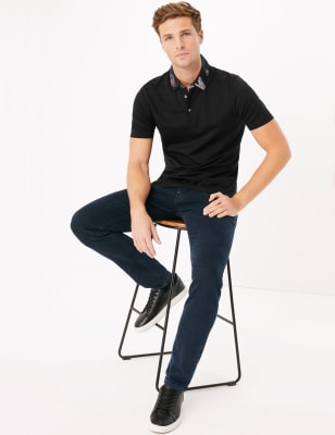 Polo en coton Supima&reg; &agrave; col fleuri