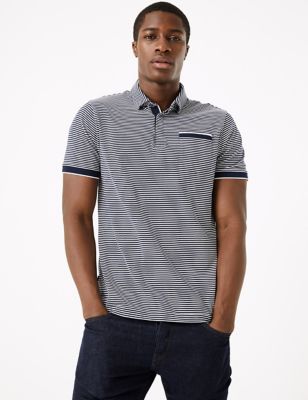 Premium Cotton Slim Fit Striped Polo Shirt | Autograph | M&S