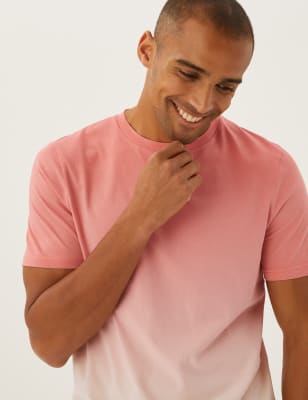 

Mens M&S Collection Pure Cotton Ombre T-Shirt - Orange, Orange