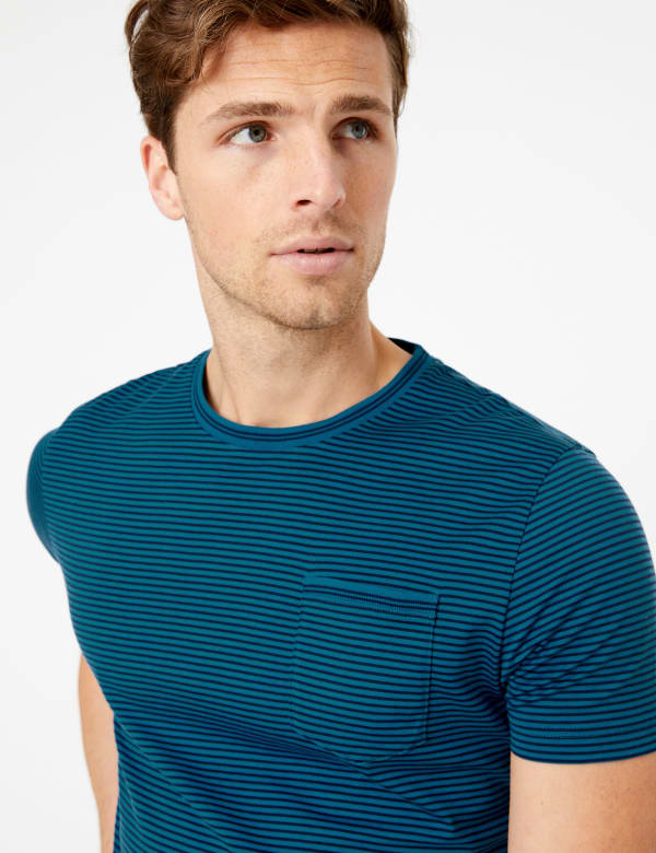 Premium Cotton Fine Striped T-Shirt
