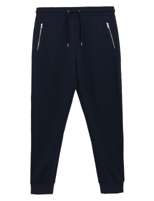 

Autograph Pantalón deportivo de algodón con bolsillo con cremallera y puñosMens - Dark Navy, Dark Navy