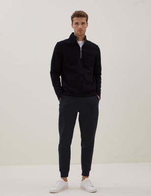 

Mens Autograph Baumwoll-Jogginghose mit Reißverschlusstasche und Bündchen - Black, Black