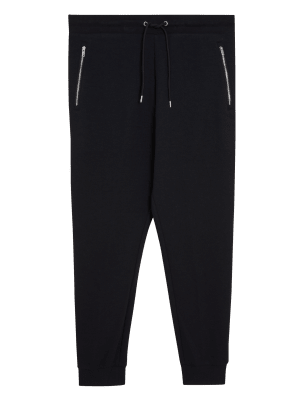 

Mens Autograph Cuffed Cotton Zip Pocket Joggers - Black, Black