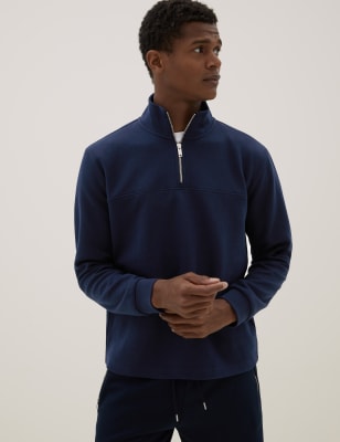 Cotton Blend Half Zip Sweatshirt | Autograph | M&S