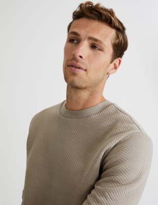 

Mens Autograph Cotton Rich Textured Crewneck Sweatshirt - Light Brown, Light Brown