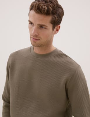 

Mens Autograph Cotton Rich Textured Crewneck Sweatshirt - Medium Brown, Medium Brown