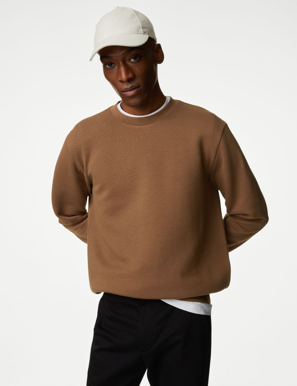 Cotton Rich Textured Crewneck Sweatshirt image 1