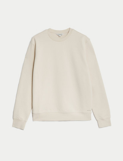 Cotton Textured Crewneck Sweatshirt