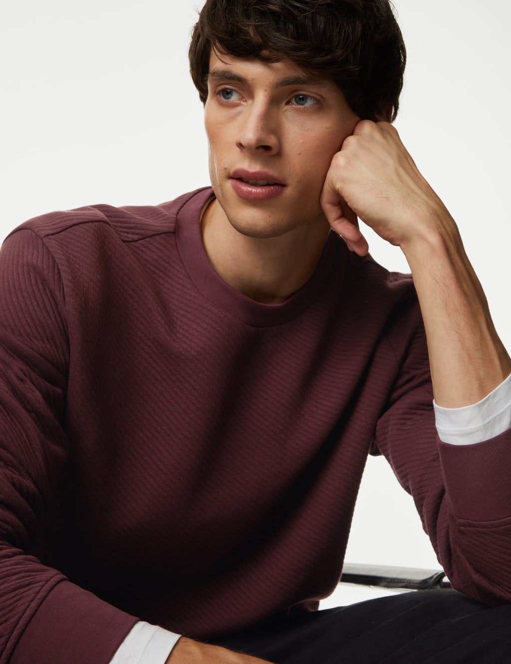 Cotton Rich Textured Crewneck Sweatshirt image 4