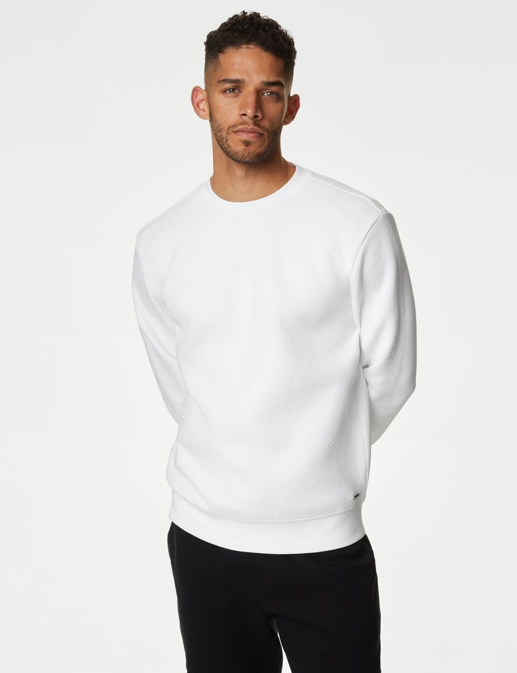 Cotton Rich Textured Crewneck Sweatshirt