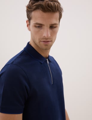 

Autograph Polo de algodón premium con media cremalleraMens - Dark Blue, Dark Blue