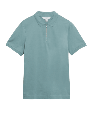 

Mens Autograph Schmal geschnittenes Poloshirt aus Baumwolle - Smokey Green, Smokey Green