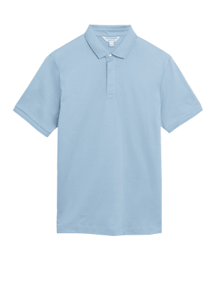 

Mens Autograph Slim Fit Premium Cotton Polo Shirt - Light Blue, Light Blue