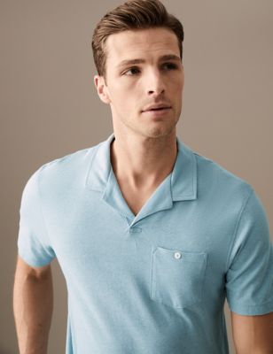 Linen Blend Cuban Collar Shirt - FI