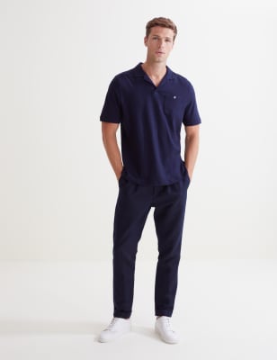 

Mens Autograph Linen Blend Revere Polo Shirt - Dark Navy, Dark Navy