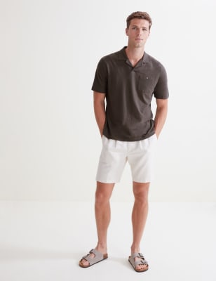 

Mens Autograph Linen Blend Revere Polo Shirt - Medium Brown, Medium Brown
