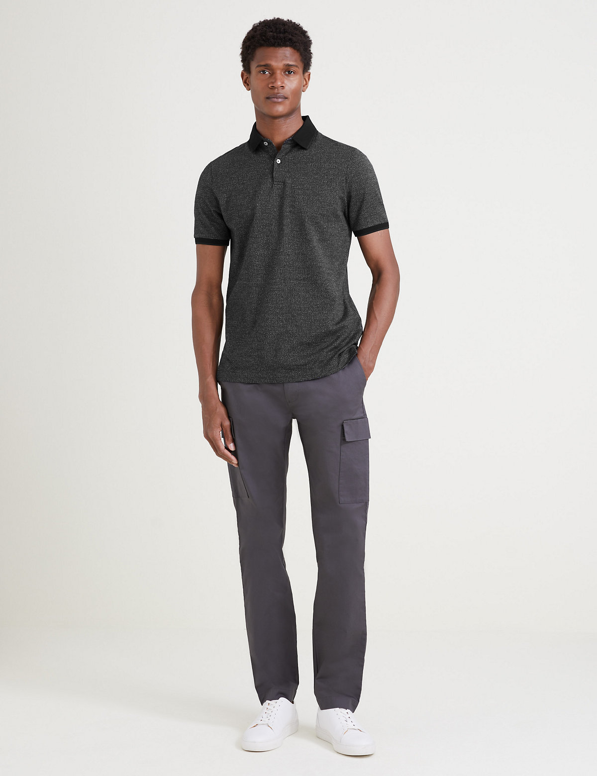 Slim Fit Pure Cotton Textured Polo Shirt