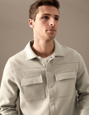 

Mens Autograph Cotton Blend Overshirt - Stone, Stone