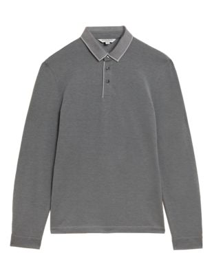 

Mens Autograph Cotton Blend Polo Shirt - Grey Mix, Grey Mix