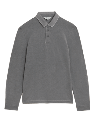 

Mens Autograph Poloshirt aus Baumwollgemisch - Grey Mix, Grey Mix