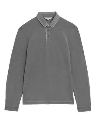 

Mens Autograph Cotton Blend Polo Shirt - Grey Mix, Grey Mix