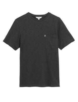 

Mens Autograph Slim Fit Premium Cotton Textured T-Shirt - Charcoal Mix, Charcoal Mix