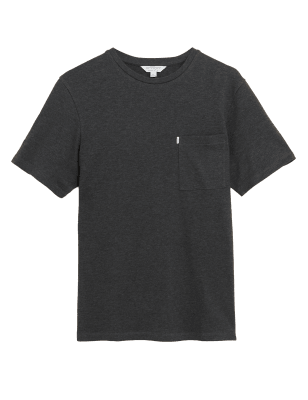 

Mens Autograph Slim Fit Premium Cotton Textured T-Shirt - Charcoal Mix, Charcoal Mix