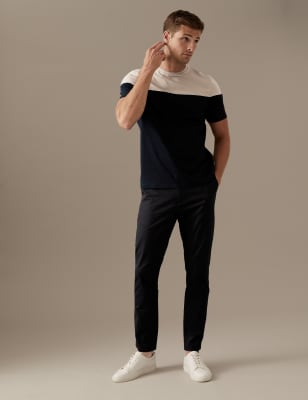 

Mens Autograph Pure Supima® Cotton Colour Block T-Shirt - Navy Mix, Navy Mix