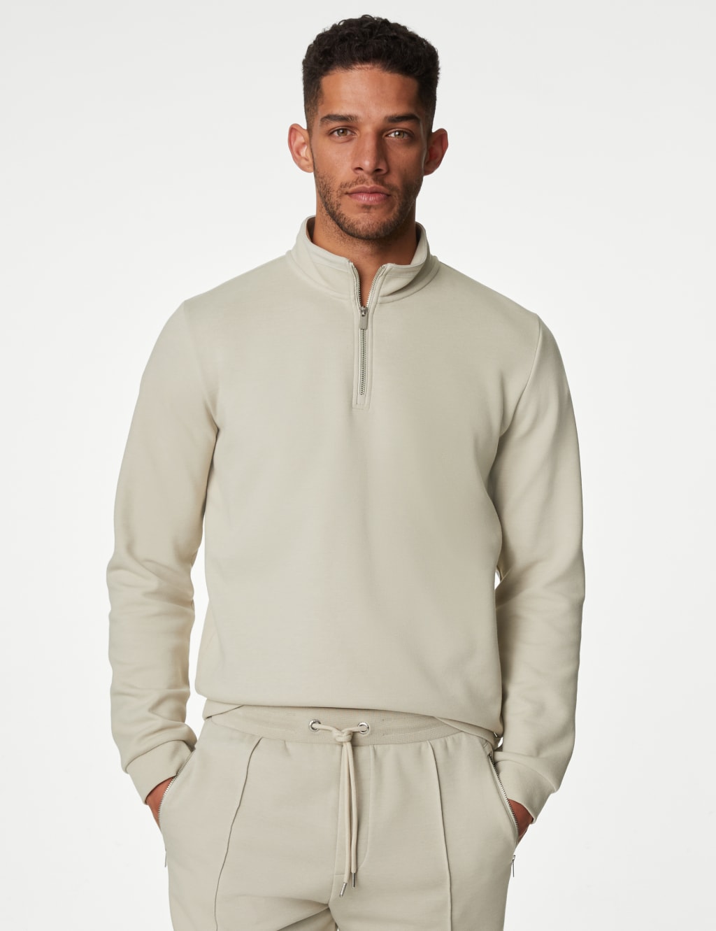 Cotton Blend Half Zip Sweatshirt image 3
