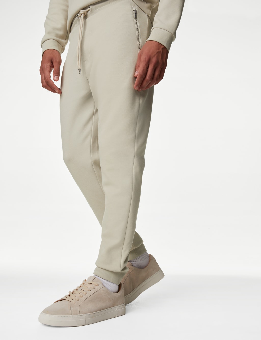 Cuffed Cotton Blend Zip Pocket Joggers image 4