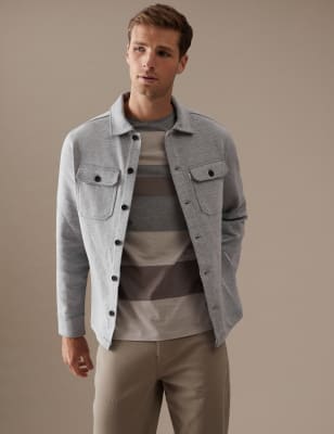 

Mens Autograph Cotton Rich Overshirt - Grey Marl, Grey Marl