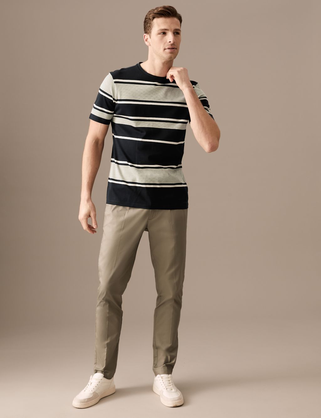 Pure Cotton Striped Textured T-Shirt image 3