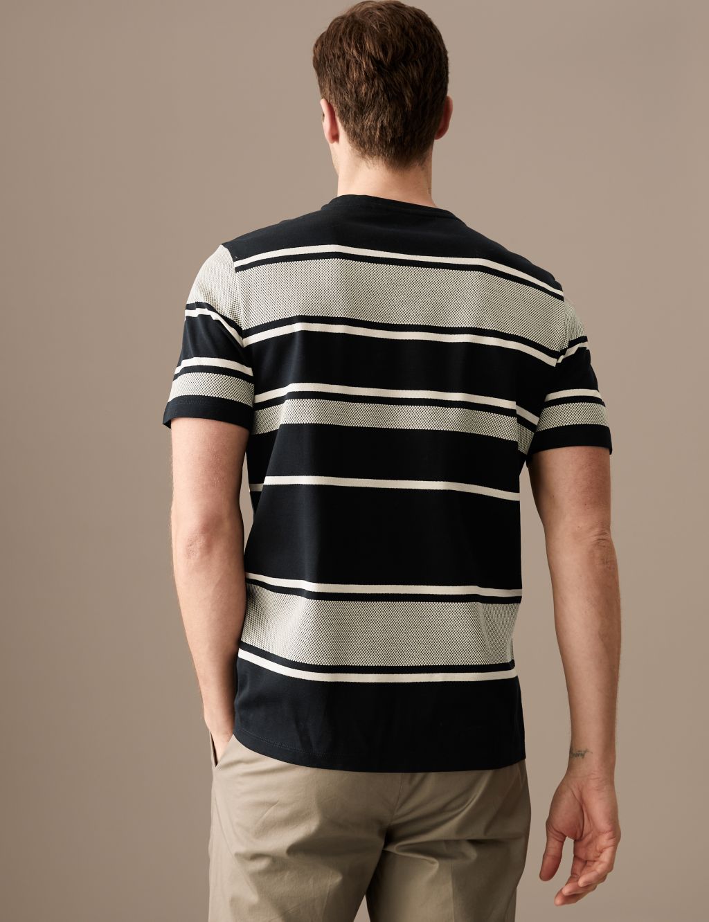 Pure Cotton Striped Textured T-Shirt image 4