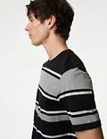 Pure Cotton Striped Textured T-Shirt