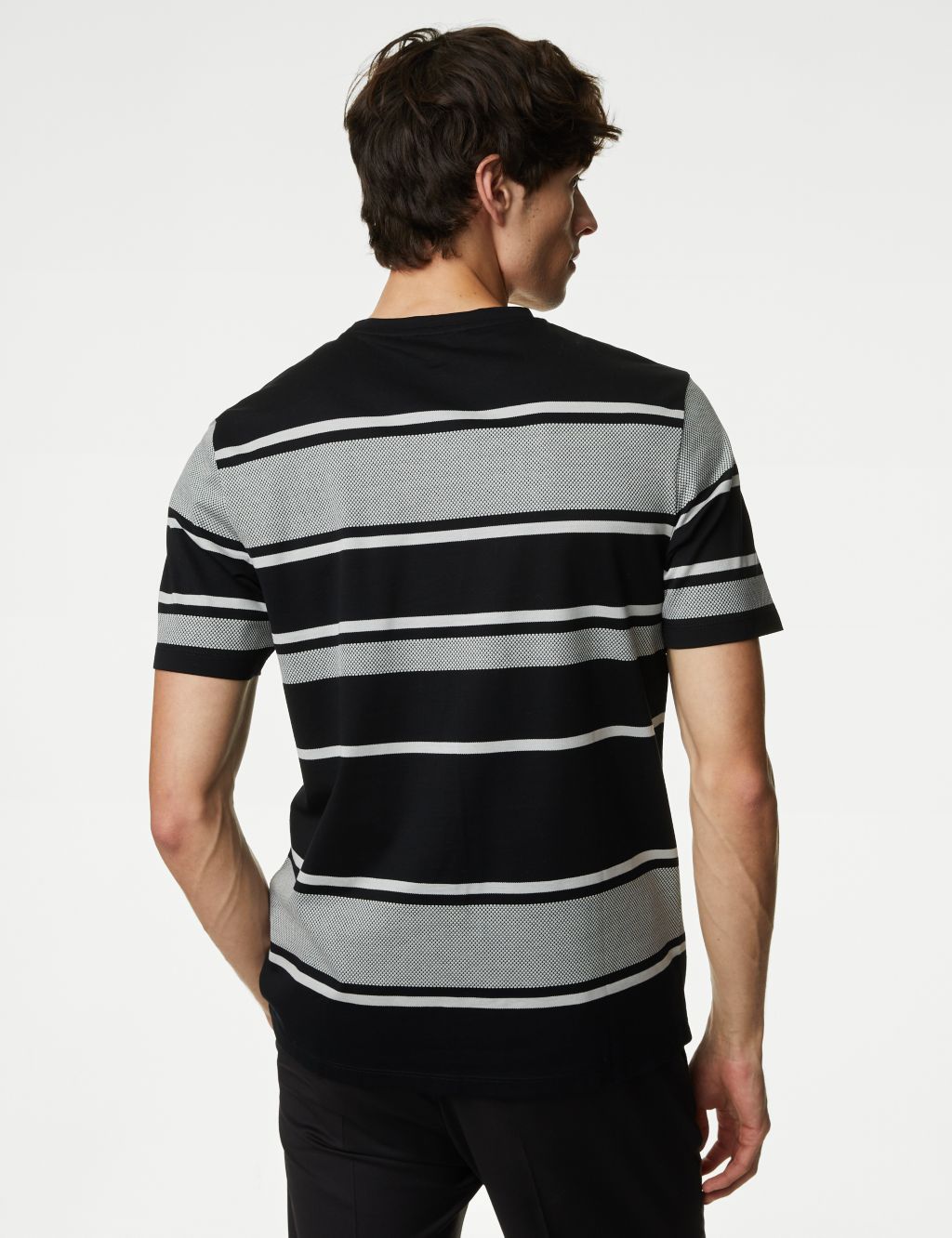 Pure Cotton Striped Textured T-Shirt image 5