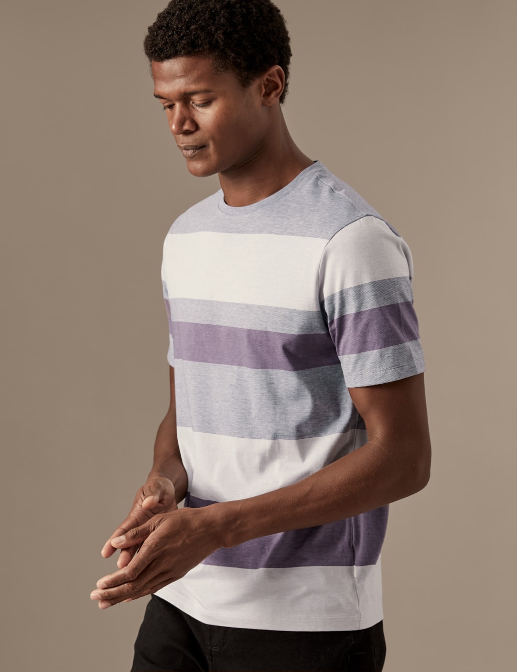 Pure Cotton Striped T-Shirt image 1