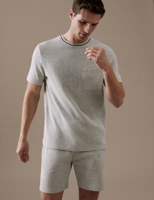 

Mens Autograph Pure Cotton Textured T-Shirt - Grey Marl, Grey Marl