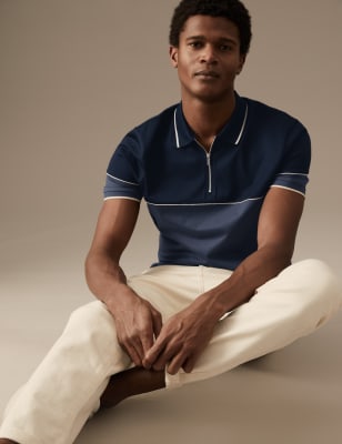 

Mens Autograph Poloshirt aus reiner Supima®-Baumwolle in Blockfarben - Dark Ink, Dark Ink