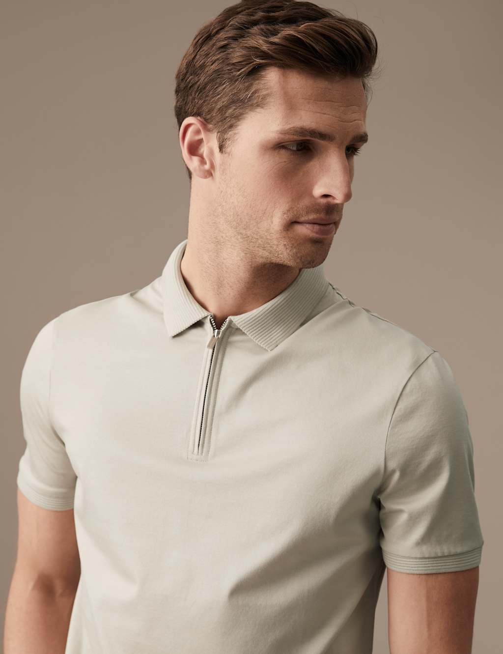 Pure Supima® Cotton Zip Up Polo Shirt image 1