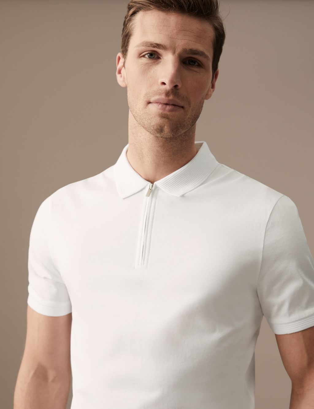 Pure Supima® Cotton Zip Up Polo Shirt image 1