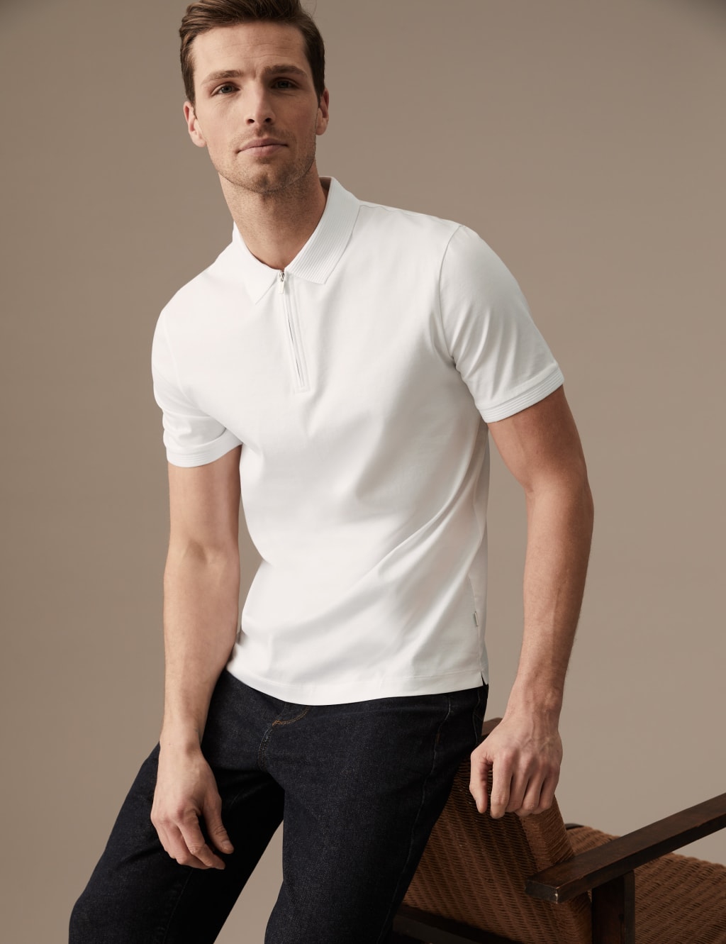 Pure Supima® Cotton Zip Up Polo Shirt image 2