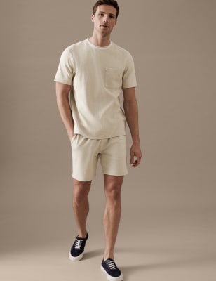 Textured Pure Cotton Jersey Shorts