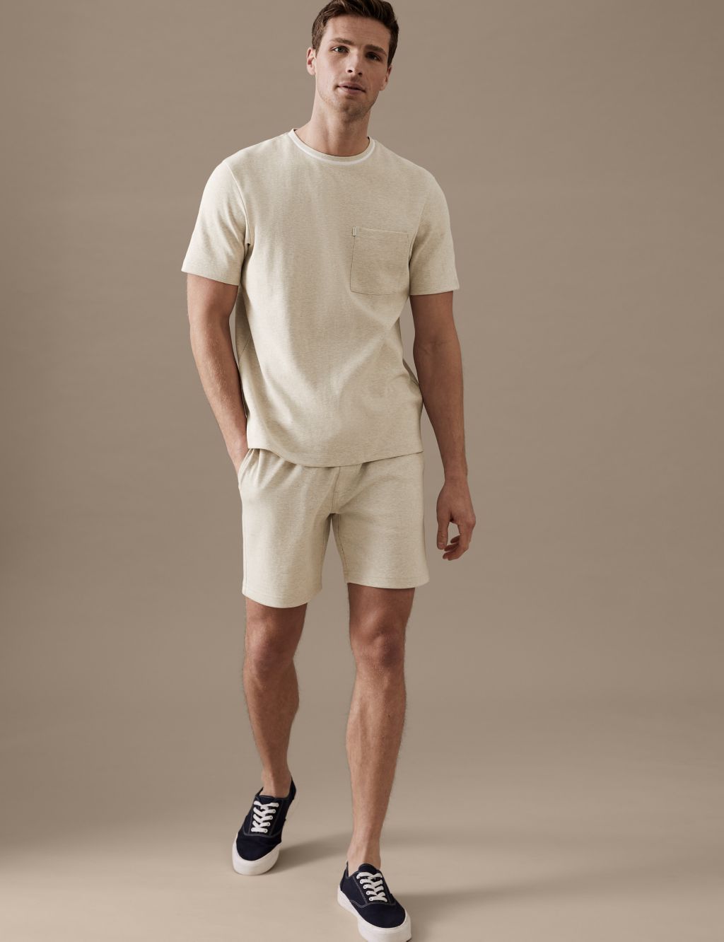 Textured Pure Cotton Jersey Shorts image 1