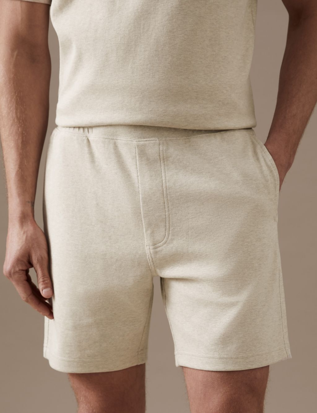 Textured Pure Cotton Jersey Shorts image 3